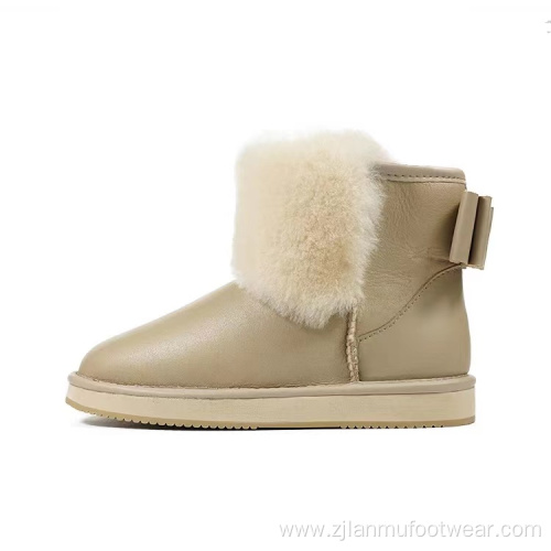 Colored Leather Winter Boots Fur Lined Cuff